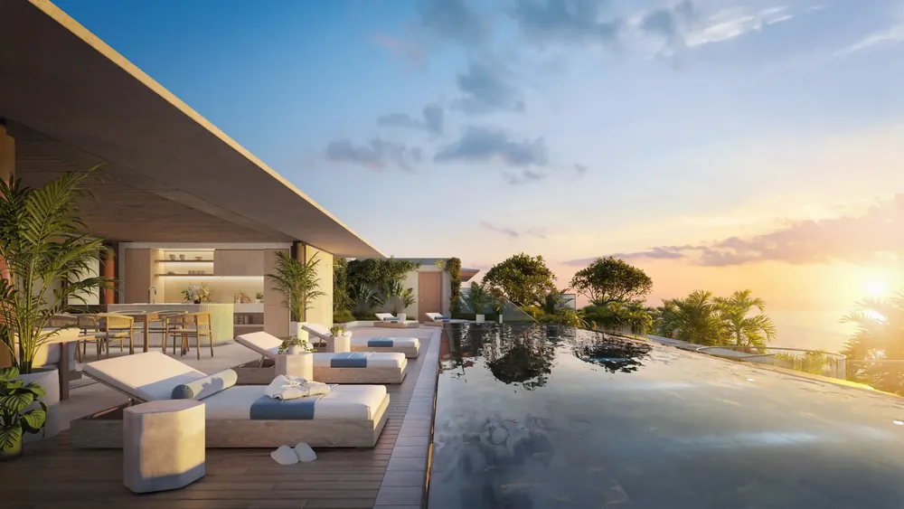 Terrace and infinity pool at Grand Reserve in Rio Grande, Puerto Rico