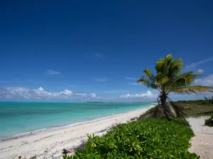 Beach at sunset on Mayaguana, The Bahamas